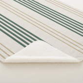 Modern Green Ticking Stripe Linen Texture Sherpadecke (3/4)