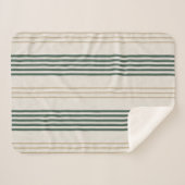Modern Green Ticking Stripe Linen Texture Sherpadecke (Vorderseite (Horizontal))