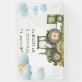 Modern Green Tractor 1st Birthday Party Banner (Vertikal)