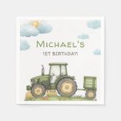 Modern Green Tractor 1st Birthday Party Serviette (Vorderseite)