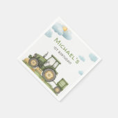 Modern Green Tractor 1st Birthday Party Serviette (Ecke)