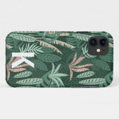 Modern Green Tropical Blätter Pattern Monogram Case-Mate iPhone Hülle (Rückseite (Horizontal))