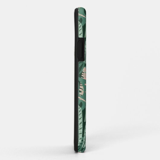 Modern Green Tropical Blätter Pattern Monogram Case-Mate iPhone Hülle (Hinten/Rechts)