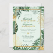 Modern Green Tropical Palm Blätter Trendy Wedding Magneteinladung (Vorderseite)