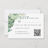 Modern Green Tropical RSVP Wedding  Karte (Vorderseite)
