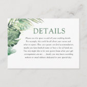 Modern Green Tropical Wedding Details Begleitkarte (Vorderseite)