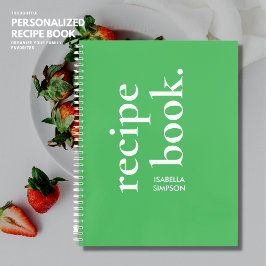 Modern Green Typografy Custom Blank Cookbook Notizblock