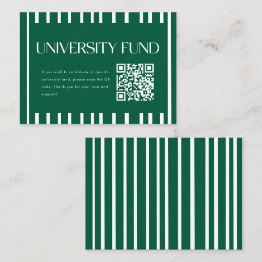 Modern Green University Fund QR Code Graduation Begleitkarte (Vorne/Hinten)