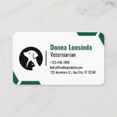 Modern Green Vet Clinic Business Card for Pet Car Visitenkarte (Rückseite)