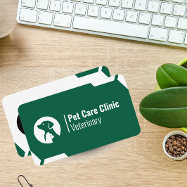 Modern Green Vet Clinic Business Card for Pet Car Visitenkarte