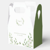 Modern Green Watercolor Blätter monogramm Hochzeit Geschenkschachtel (Geöffnet)