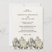 Modern Green Watercolor Cactus Einladung (Vorderseite)