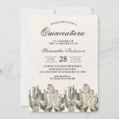 Modern Green Watercolor Cactus Einladung (Vorderseite)