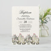 Modern Green Watercolor Cactus Einladung (Stehend Vorderseite)