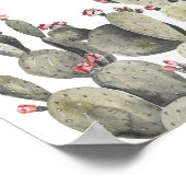 Modern Green Watercolor Cactus Poster (Ecke)