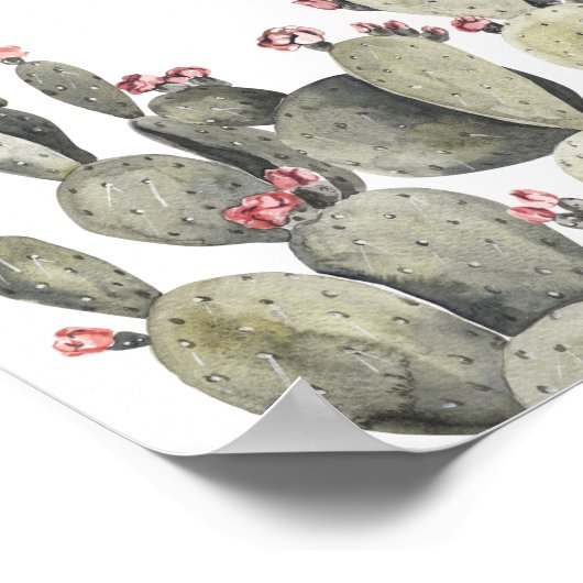 Modern Green Watercolor Cactus Poster (Ecke)