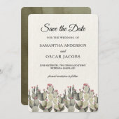 Modern Green Watercolor Cactus Save The Date (Vorne/Hinten)