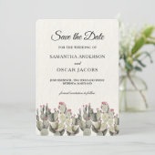 Modern Green Watercolor Cactus Save The Date (Stehend Vorderseite)