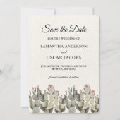 Modern Green Watercolor Cactus Save The Date (Vorderseite)