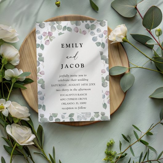 Modern Green Watercolor Eucalyptus Wedding Einladung
