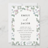 Modern Green Watercolor Eucalyptus Wedding Einladung (Vorderseite)