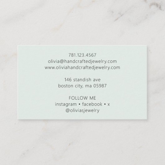 Modern Green Watercolor Script klein Visitenkarte (Rückseite)