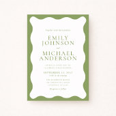 Modern Green Wavy Frame Wedding Invitation Einladung