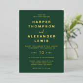 Modern Green Wedding Gold Folieneinladung (Stehend vorne)