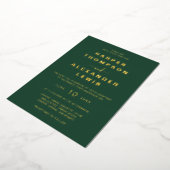 Modern Green Wedding Gold Folieneinladung (Gedreht)