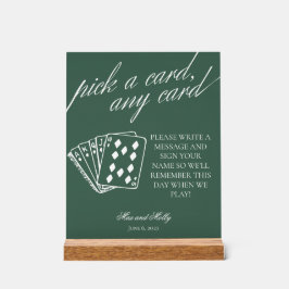 Modern Green Wedding Playing Cards Pedestal-Zeiche Acrylschild