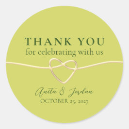 Modern Green Wedding Vielen Dank Runder Aufkleber