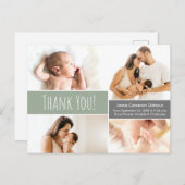 Modern Green Welcome Zuhause Baby Young Foto Colla Ankündigungspostkarte (Vorne/Hinten)