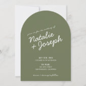 Modern Green Whimsical Summer Photo Wedding Arched Einladung (Vorderseite)