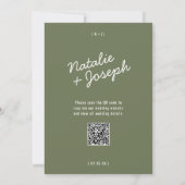 Modern Green Whimsical Summer QR Code Wedding Einladung (Rückseite)