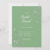 Modern Green & White Glam Diamonds Bridal Brunch Einladung (Vorderseite)