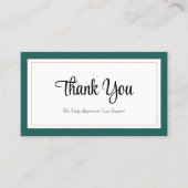 Modern Green White Gold Dankeschön Card Visitenkarte (Vorderseite)