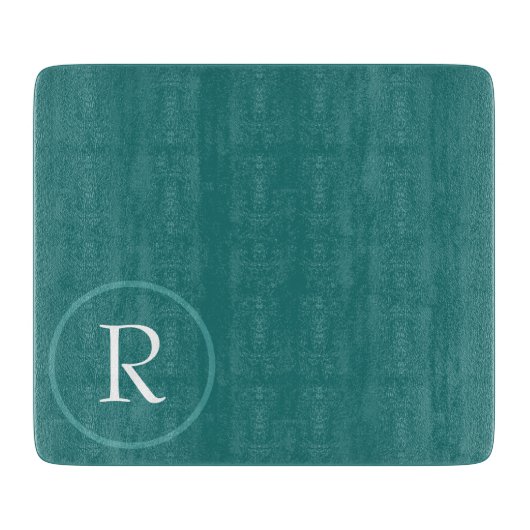 modern Green &White Monogram Cutting Board Schneidebrett (Vorderseite)
