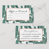 Modern Green White Monstera Blätter Pinselstriche Empfehlungskarte (Vorne/Hinten)