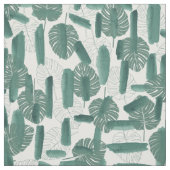 Modern Green White Monstera Blätter Pinselstriche Stoff (Muster)
