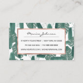 Modern Green White Monstera Blätter Pinselstriche Terminkarte (Rückseite)