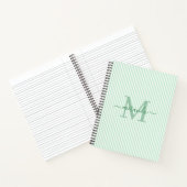 Modern Green & White Stripes Monogram Name Notizblock (Innenseite)