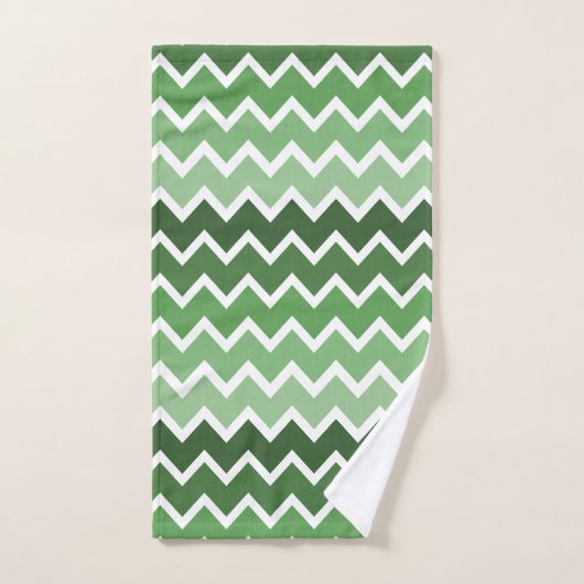 Modern Green White Zigzag Lines Monogram Badhandtuch Set (Handtuch)