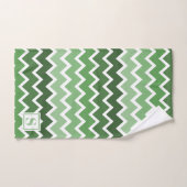 Modern Green White Zigzag Lines Monogram Badhandtuch Set (Handtuch)