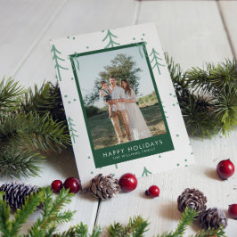 Modern Green Winter Tree Photo Holiday Card Feiertagskarte