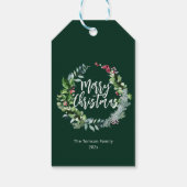 modern green wreath holiday script christmas geschenkanhänger (Rückseite)