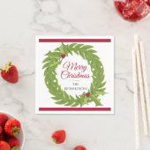 Modern Green Wreath Merry Christmas Personalized Serviette (Beispiel)
