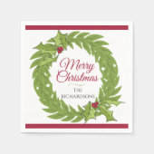 Modern Green Wreath Merry Christmas Personalized Serviette (Vorderseite)