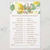 Modern Green Yellow Lemon Brautparty Game (Vorderseite)