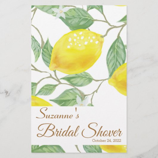 Modern Green Yellow Lemon Brautparty Game (Rückseite)
