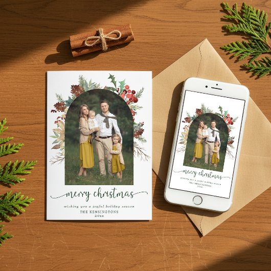 Modern Greenery Arch Frohe Weihnachten Foto